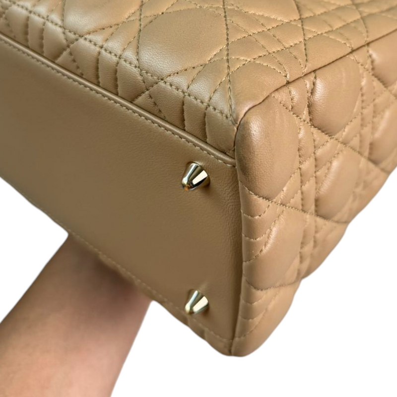 Lady Dior Medium Lambskin Cannage Beige GHW
