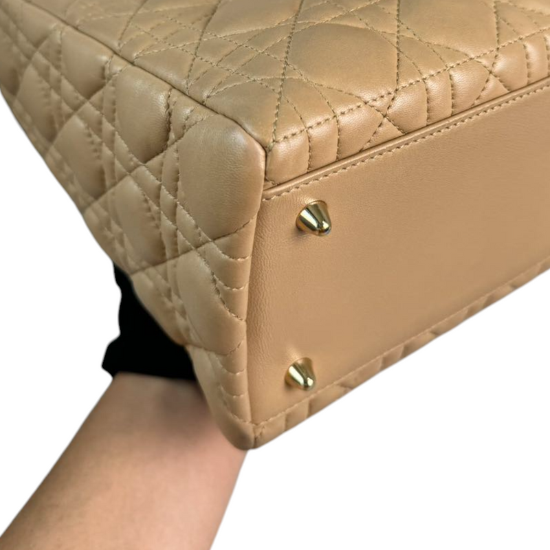Lady Dior Medium Lambskin Cannage Beige GHW