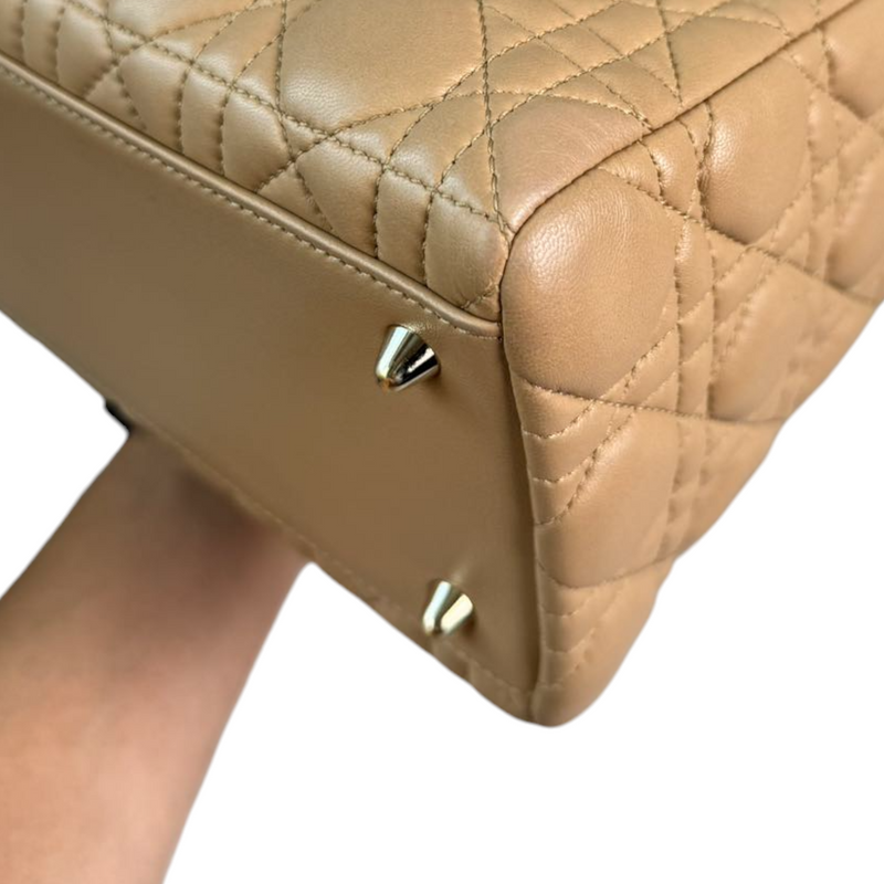 Lady Dior Medium Lambskin Cannage Beige GHW