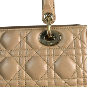 Lady Dior Medium Lambskin Cannage Beige GHW