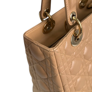 Lady Dior Medium Lambskin Cannage Beige GHW