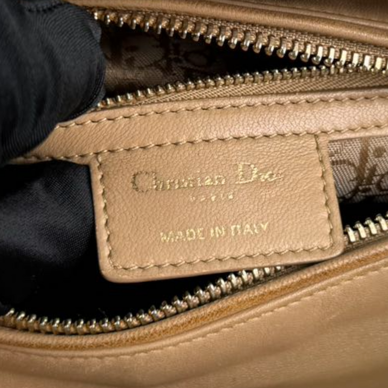 Lady Dior Medium Lambskin Cannage Beige GHW