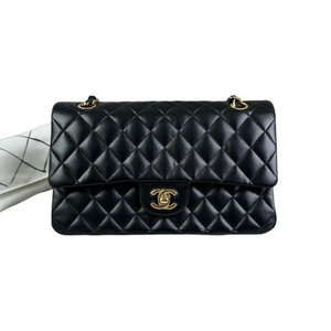 Classic Double Flap Medium Lambskin Quilted Black GHW
