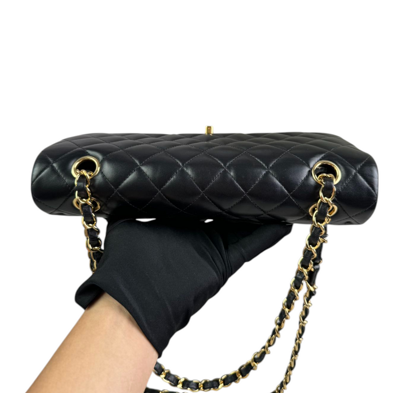 Classic Double Flap Medium Lambskin Quilted Black GHW