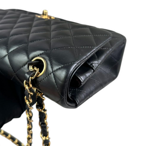 Classic Double Flap Medium Lambskin Quilted Black GHW