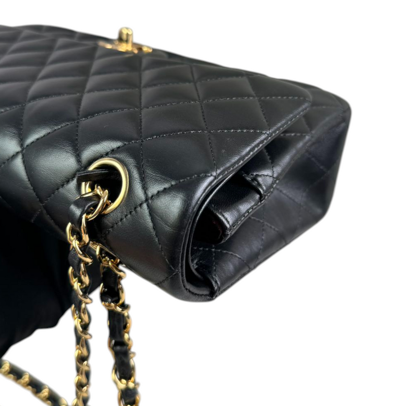 Classic Double Flap Medium Lambskin Quilted Black GHW