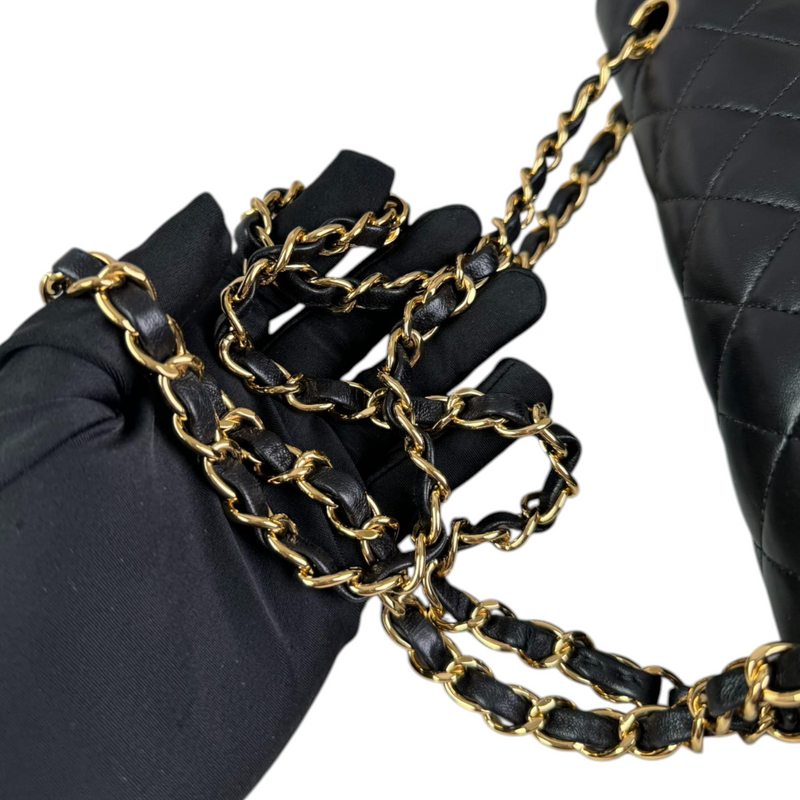 Classic Double Flap Medium Lambskin Quilted Black GHW