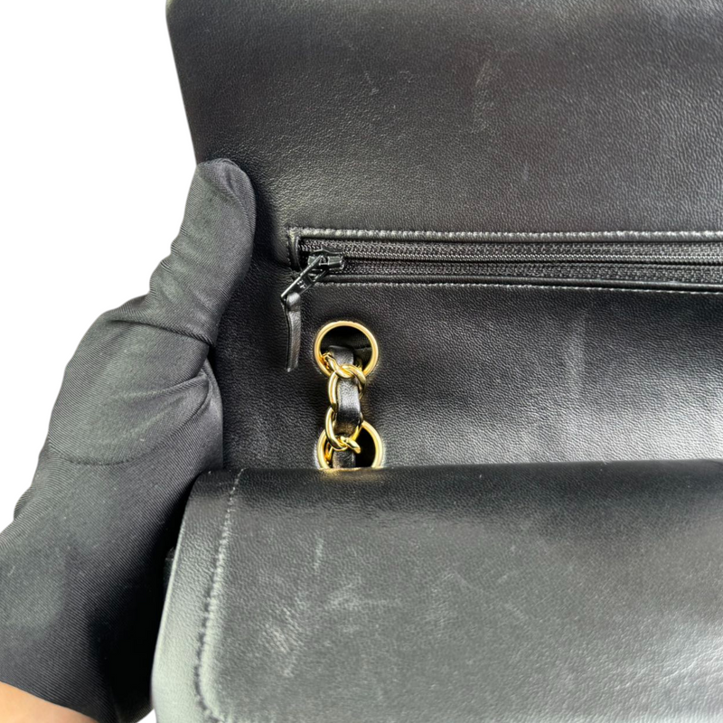 Classic Double Flap Medium Lambskin Quilted Black GHW