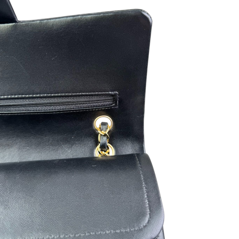 Classic Double Flap Medium Lambskin Quilted Black GHW
