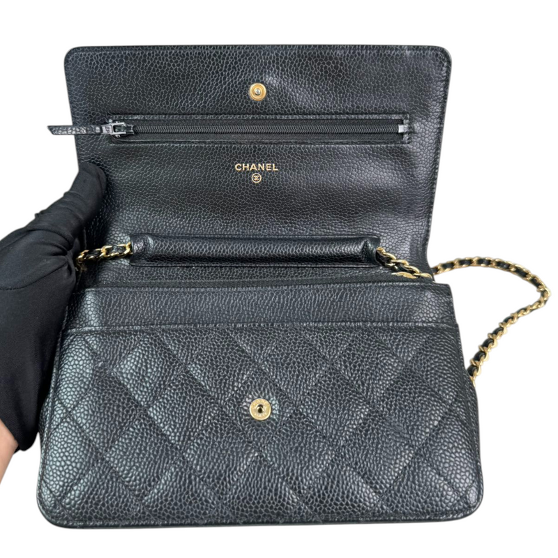 Wallet On Chain WOC Caviar Quilted Black GHW