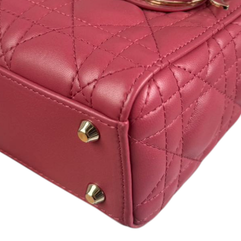 Lady Dior Mini Lambskin Cannage Pink GHW
