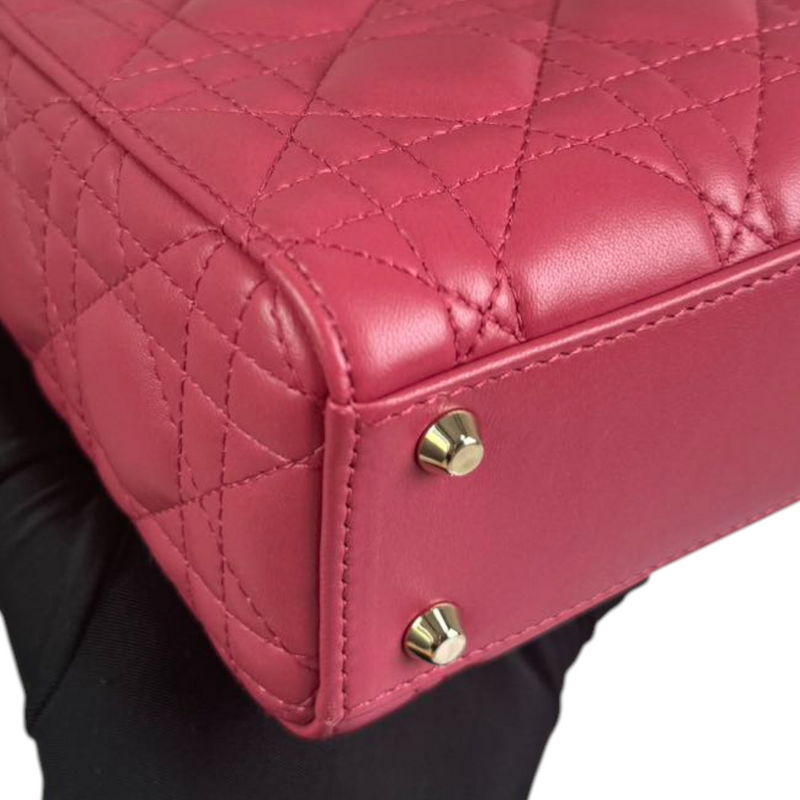 Lady Dior Mini Lambskin Cannage Pink GHW