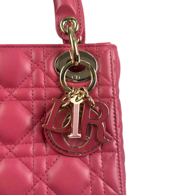 Lady Dior Mini Lambskin Cannage Pink GHW