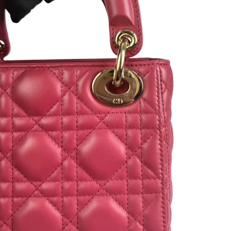 Lady Dior Mini Lambskin Cannage Pink GHW