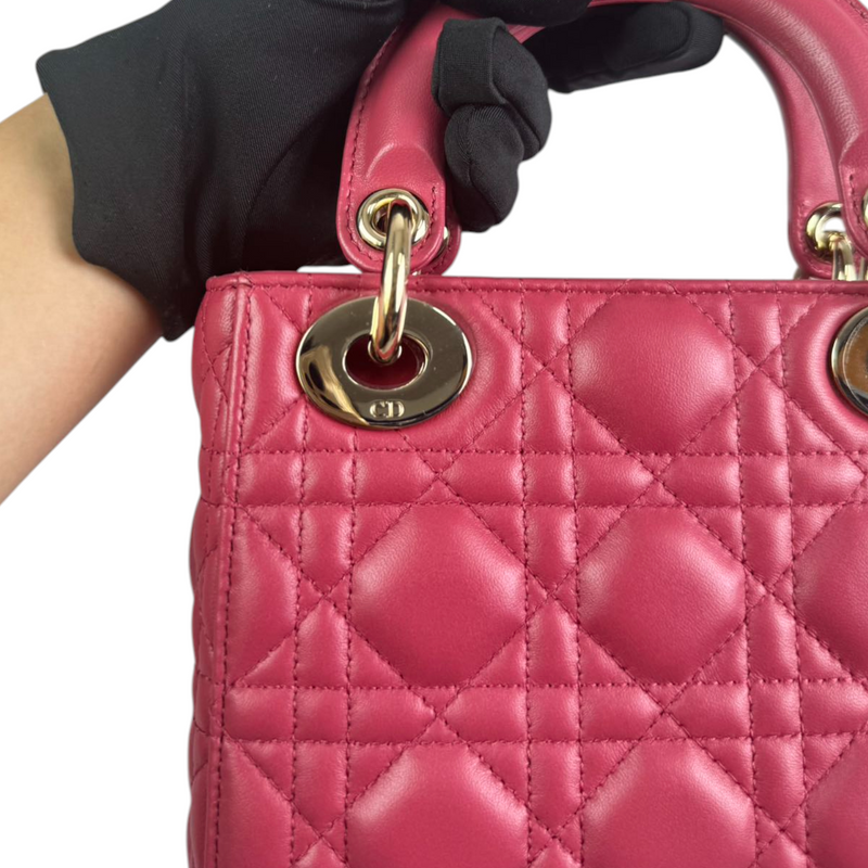 Lady Dior Mini Lambskin Cannage Pink GHW