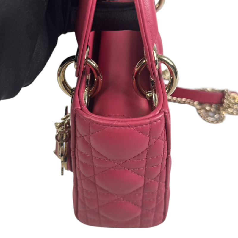 Lady Dior Mini Lambskin Cannage Pink GHW