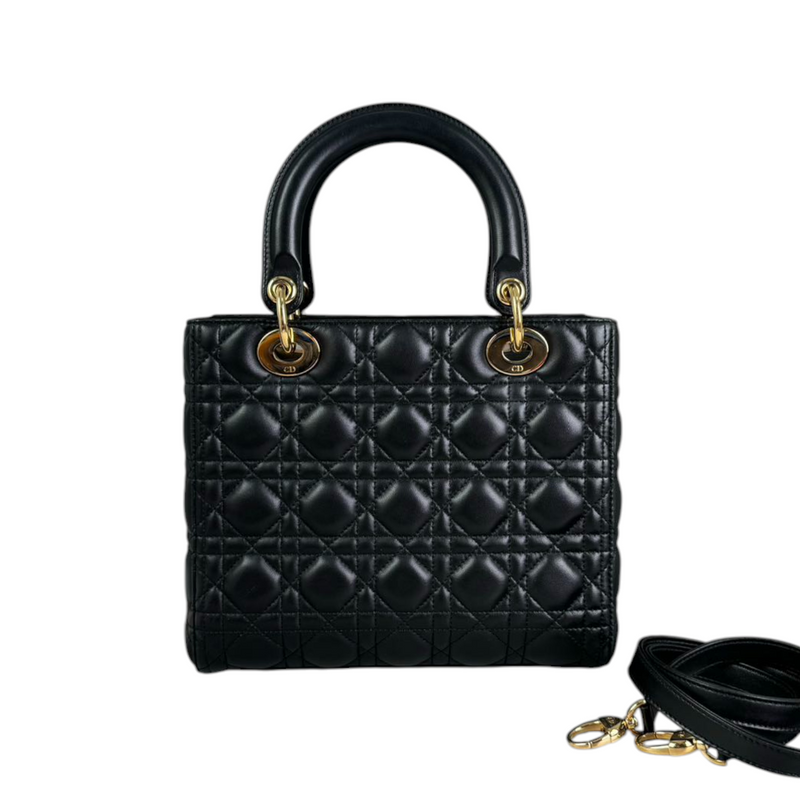Lady Dior Medium Lambskin Cannage Black GHW