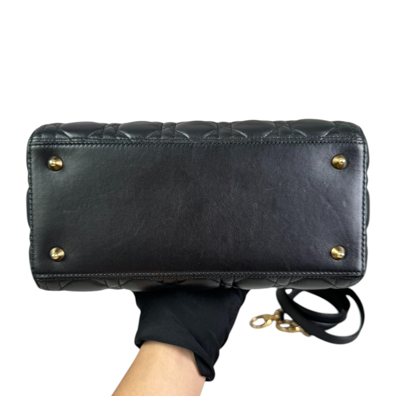 Lady Dior Medium Lambskin Cannage Black GHW