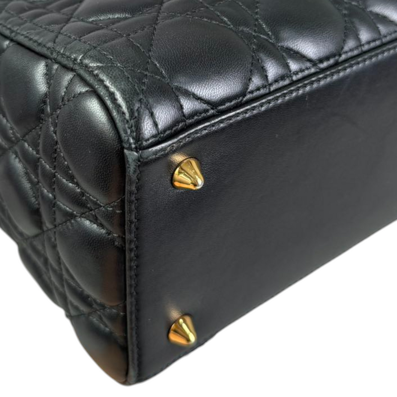 Lady Dior Medium Lambskin Cannage Black GHW