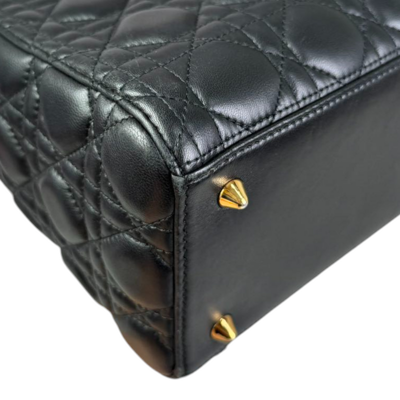 Lady Dior Medium Lambskin Cannage Black GHW
