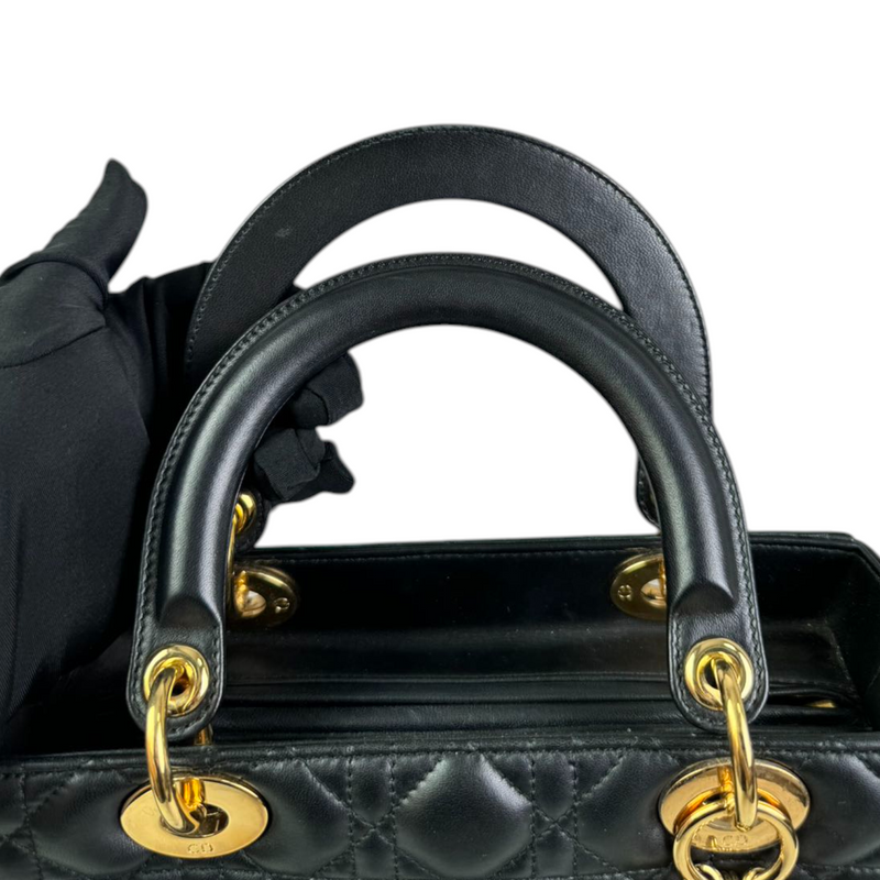 Lady Dior Medium Lambskin Cannage Black GHW