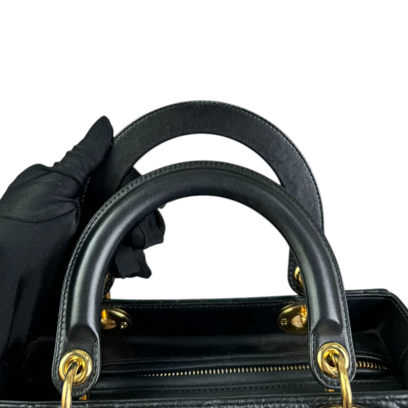 Lady Dior Medium Lambskin Cannage Black GHW