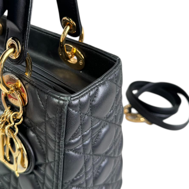 Lady Dior Medium Lambskin Cannage Black GHW
