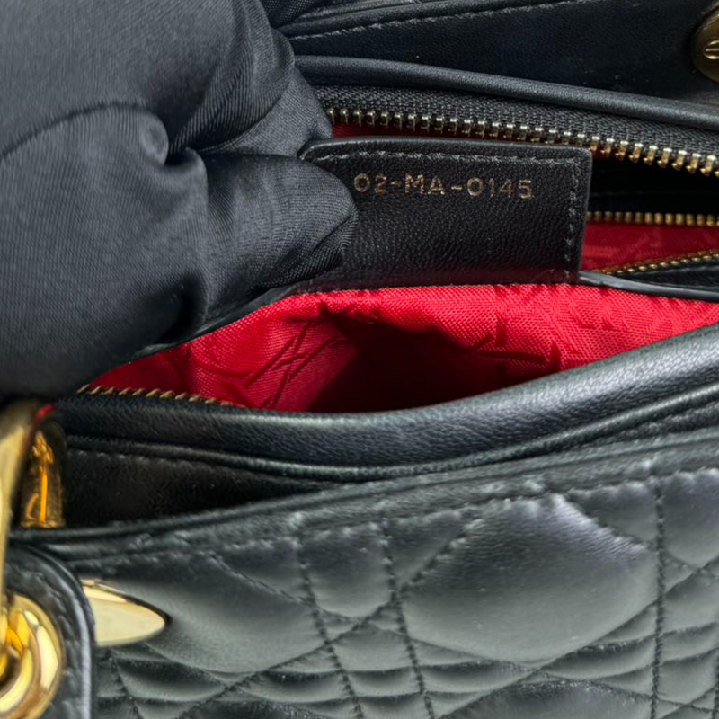 Lady Dior Medium Lambskin Cannage Black GHW