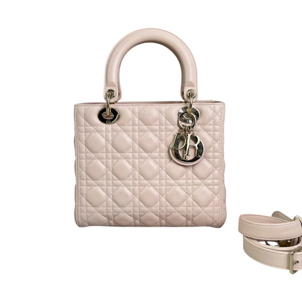 Lady Dior Medium Lambskin Quilted Light Pink GHW