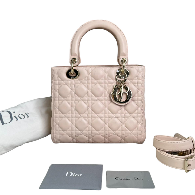 Lady Dior Medium Lambskin Quilted Light Pink GHW