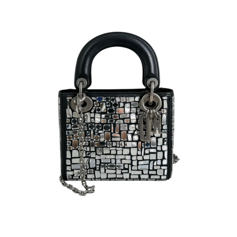 Lady Dior Mini Mosaic of Mirrors Calfskin Black SHW