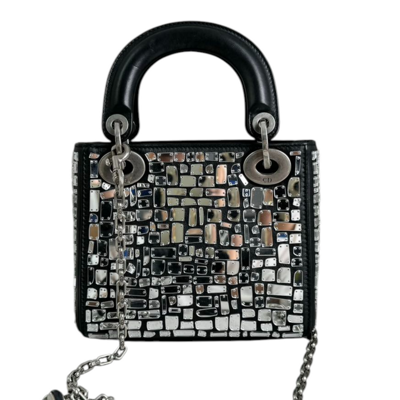 Lady Dior Mini Mosaic of Mirrors Calfskin Black SHW