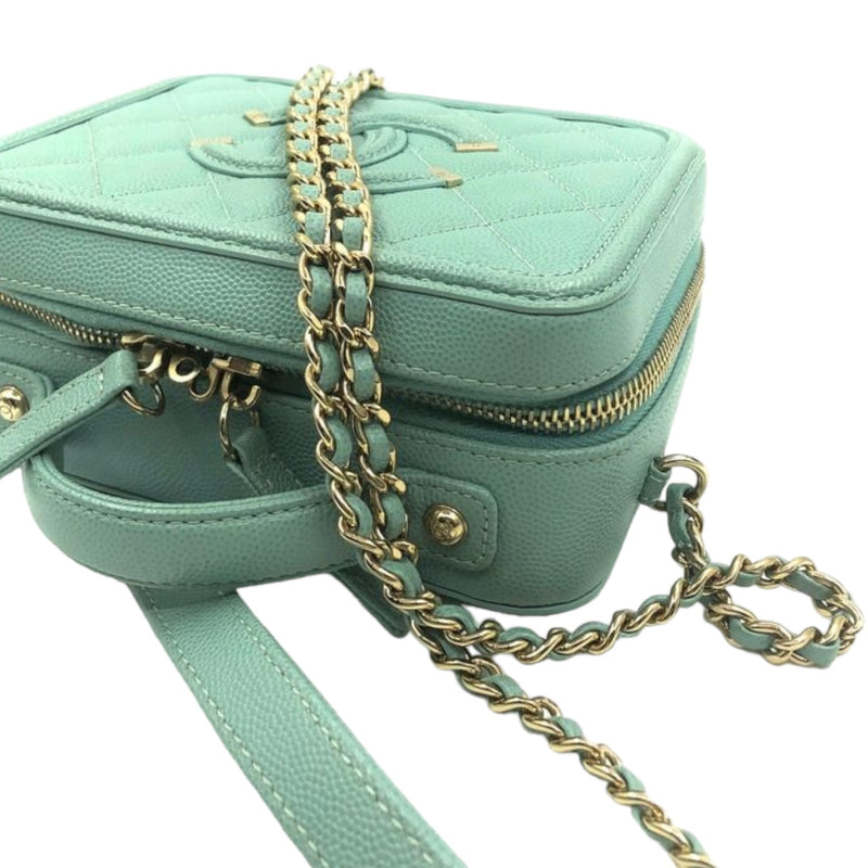 CC Filigree Vanity Case Small Caviar Tiffany Blue GHW