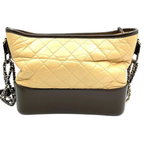 Gabrielle Hobo Medium Aged Calfskin Quilted Beige Black MHW