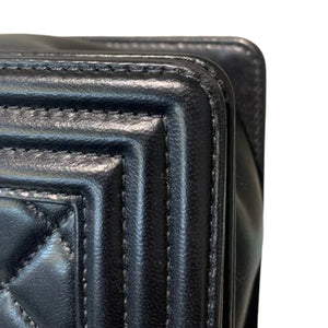 New Medium Boy Flap Lambskin Quilted Black RHW