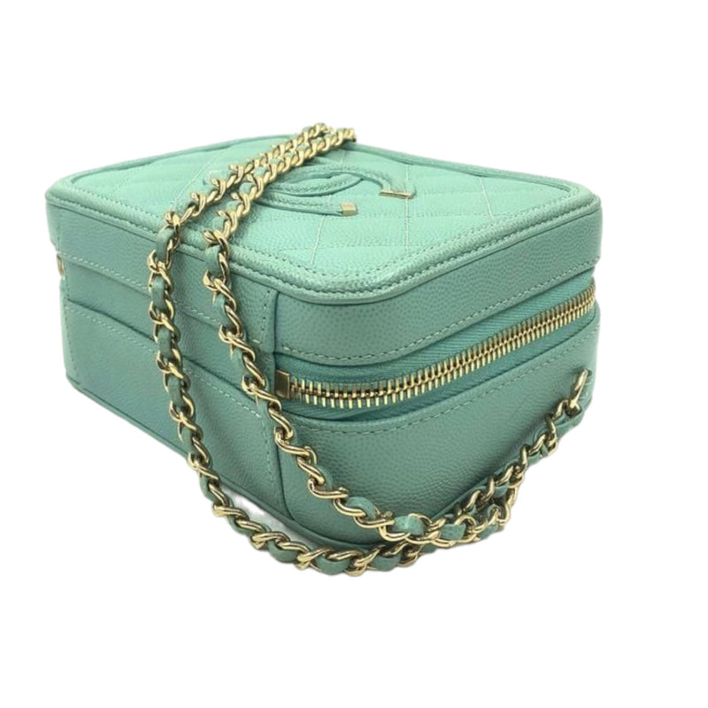 CC Filigree Vanity Case Small Caviar Tiffany Blue GHW