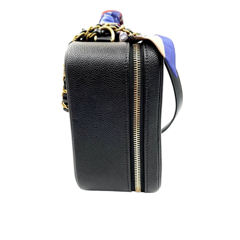 CC Filigree Vanity Case Medium With Hermes Twilly Caviar Black GHW