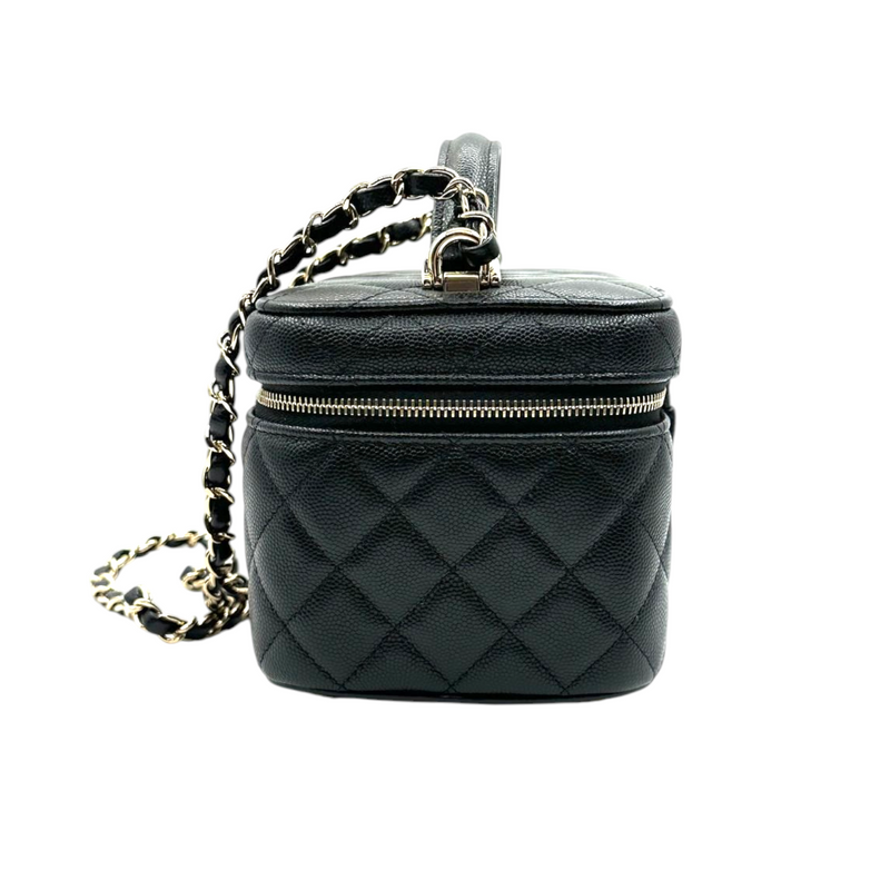 Chanel Top Handle Vanity Case With Chain Caviar Black LGHW