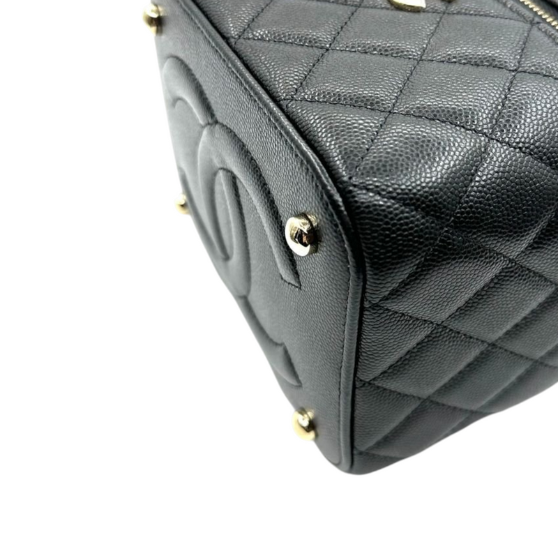 Chanel Top Handle Vanity Case With Chain Caviar Black LGHW