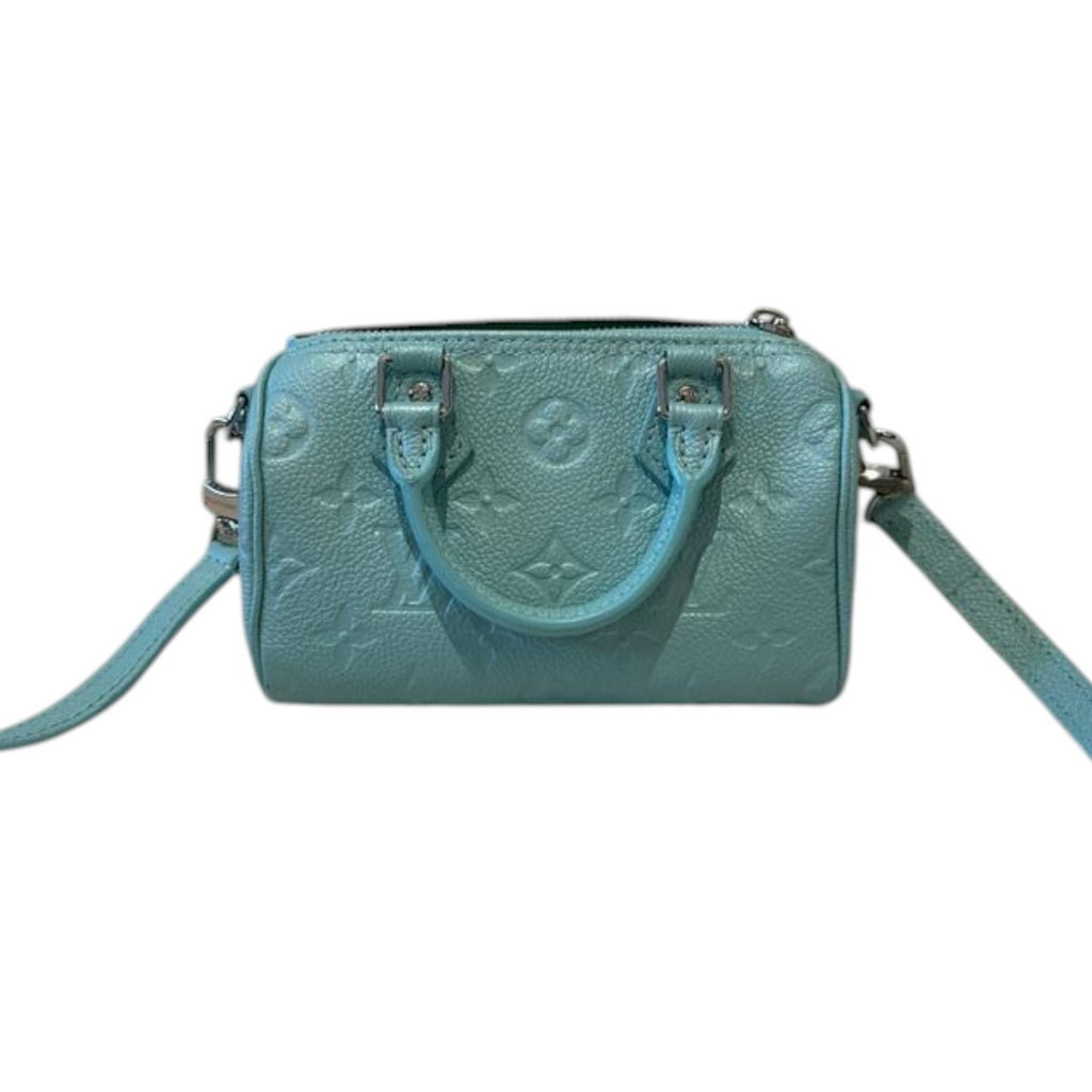 Nano Speedy Empreinte Monogram Turquoise Blue SHW