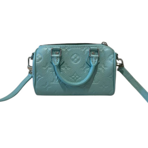 Nano Speedy Empreinte Monogram Turquoise Blue SHW