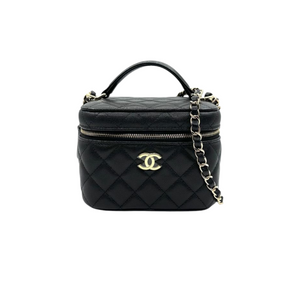 Chanel Top Handle Vanity Case With Chain Caviar Black LGHW