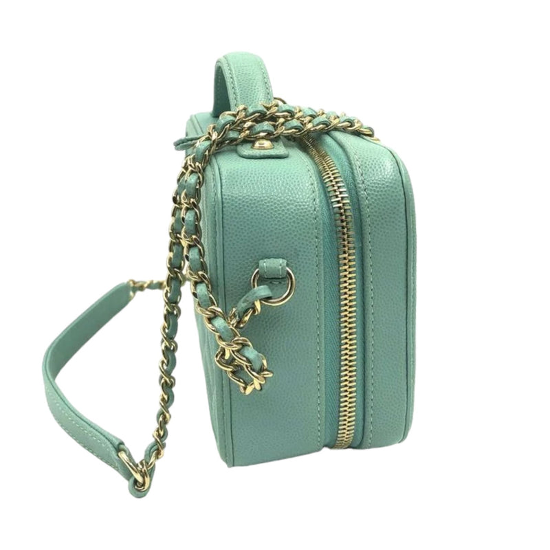 CC Filigree Vanity Case Small Caviar Tiffany Blue GHW