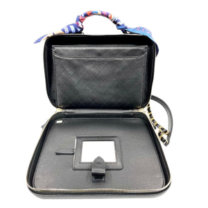 CC Filigree Vanity Case Medium With Hermes Twilly Caviar Black GHW