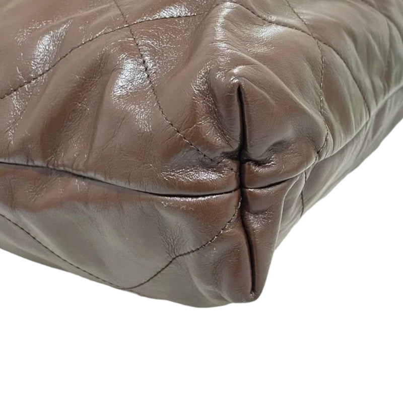 22 Shiny Calfskin Quilted Large Brown GHW