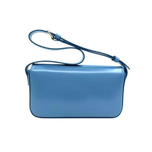 Shiny Calfskin Triomphe Shoulder Bag Light Blue GHW