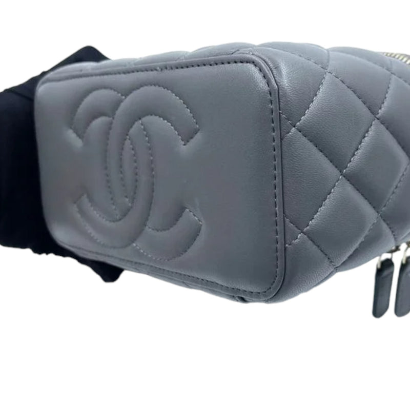 Vanity Rectangular Top Handle Small Lambskin Grey GHW