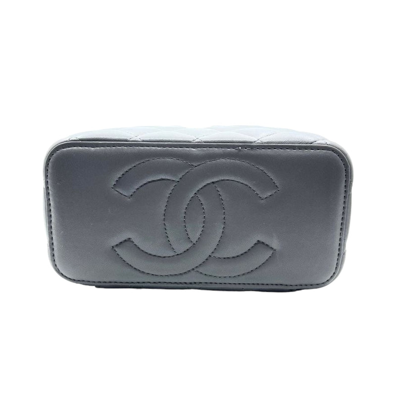 Vanity Rectangular Top Handle Small Lambskin Grey GHW