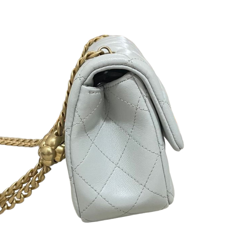 Sweet Camellia Flap Mini Lambskin Baby Blue GHW