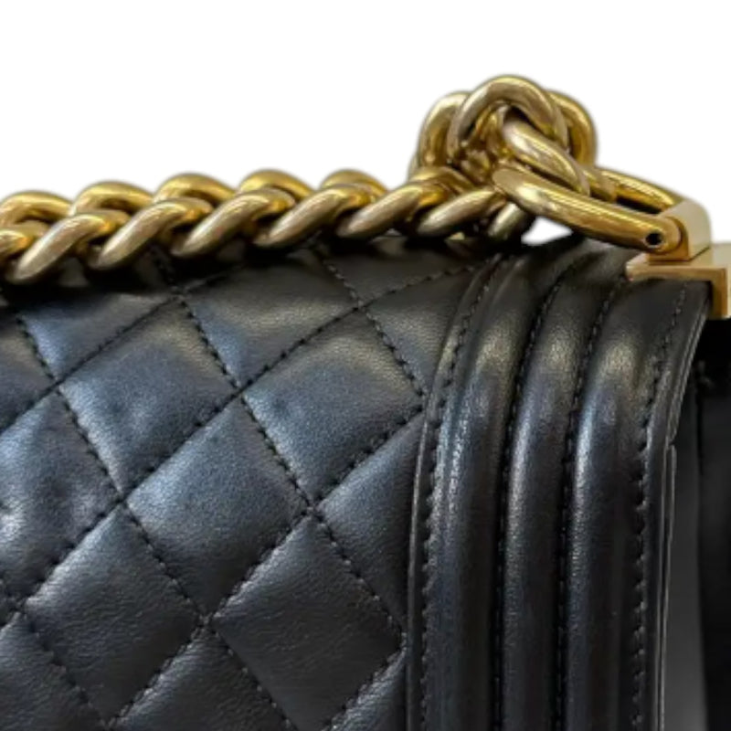 Boy Flap Medium Lambskin Quilted Black GHW
